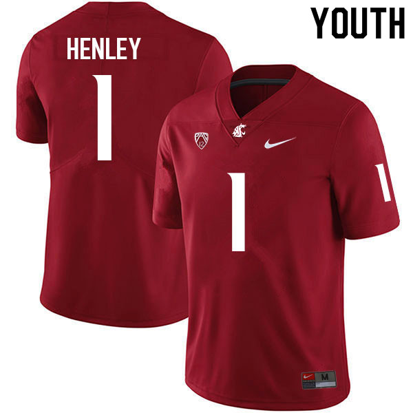 Youth #1 Daiyan Henley Washington State Cougars College Football Jerseys Sale-Crimson - Click Image to Close